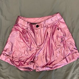 Shiny pink Shein shorts